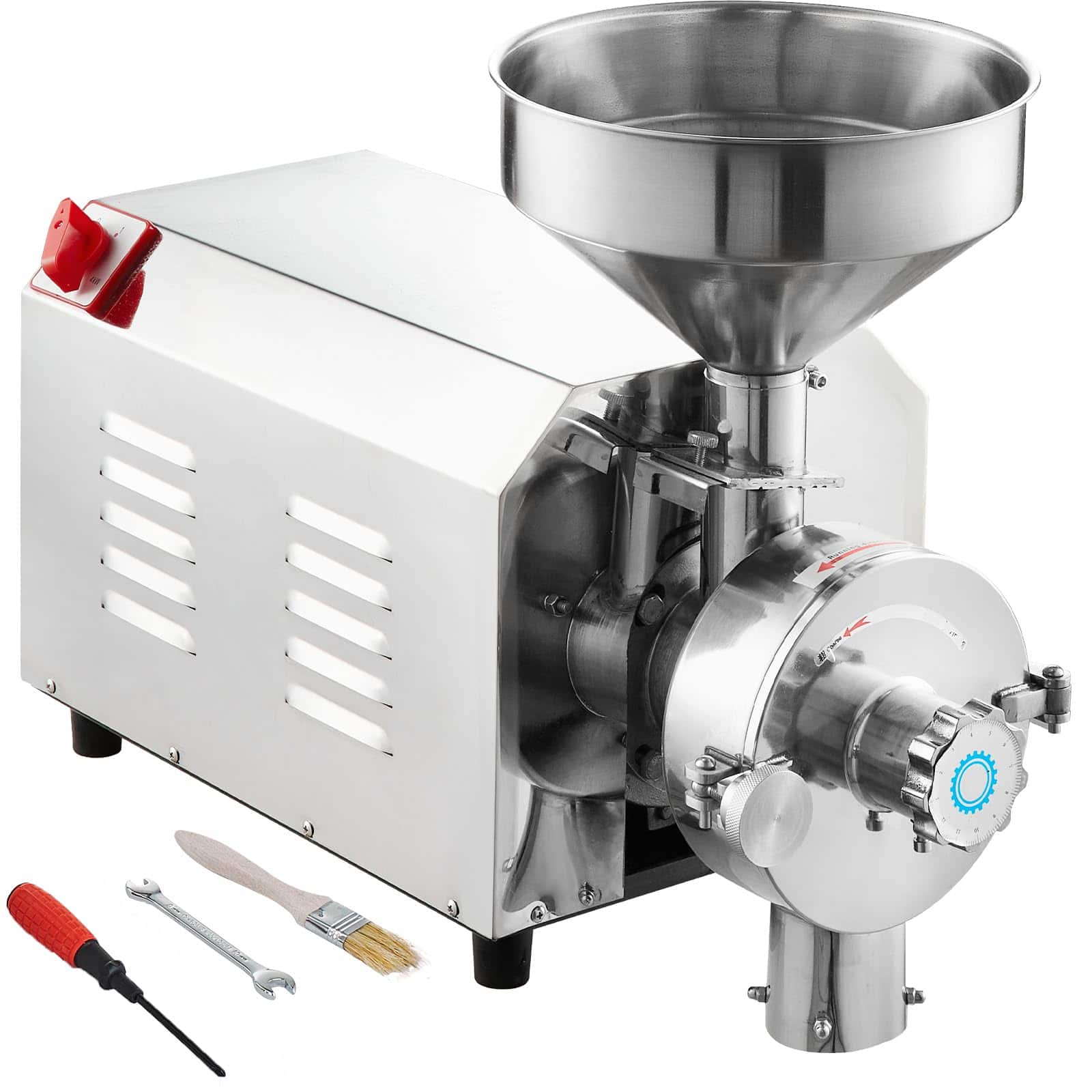 VEVOR - Soybean Grinder Commercial Grinding Machine for Spices 3000W Corn Mill Grinder 100 KG/H - Silver