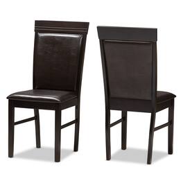 Baxton Studio - Set of 2 Thea Modern and Contemporary Faux Leather Upholstered Dining Chairs - Dark Brown