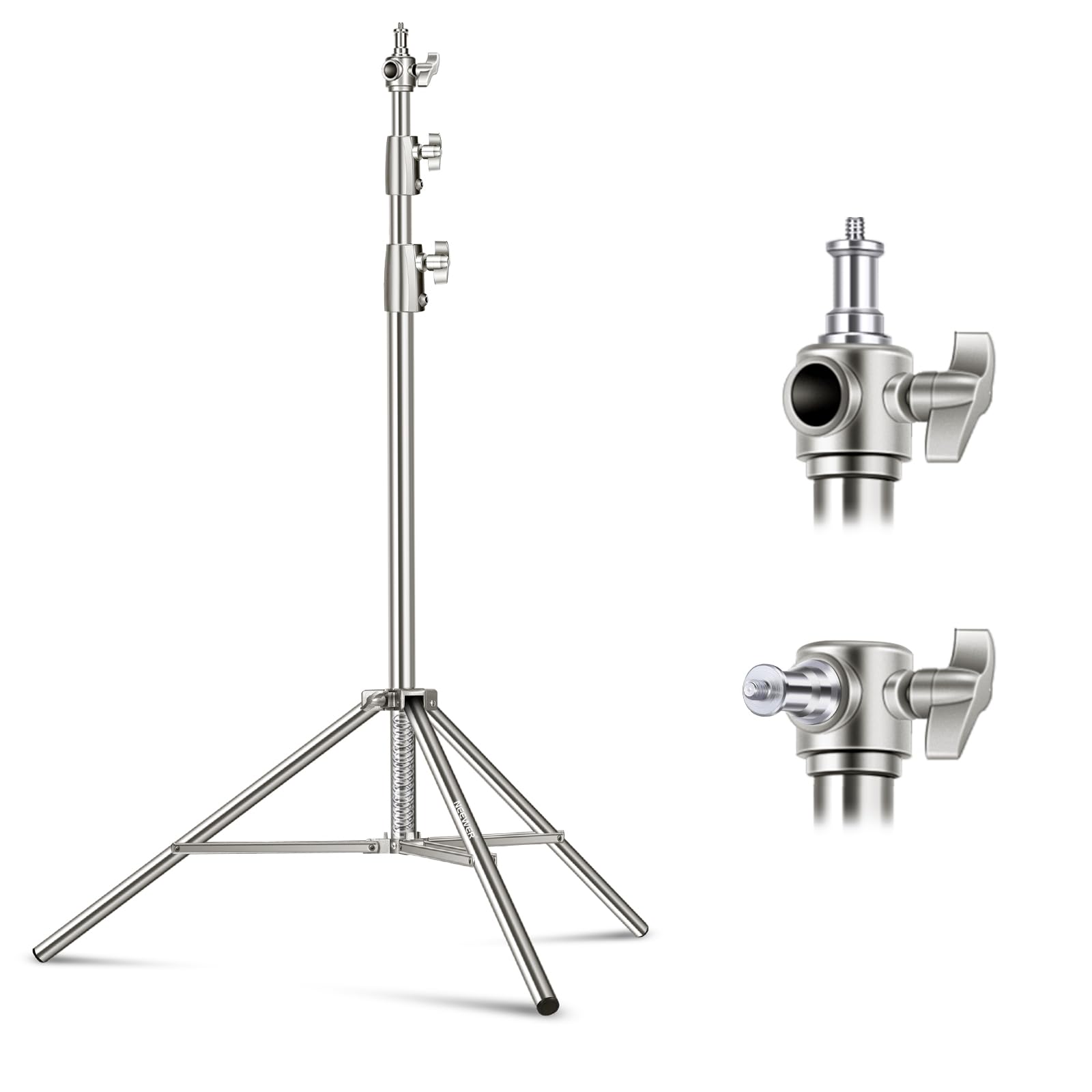 Front. Neewer - 102" Heavy-Duty Steel Light Stand - Spring Cushioned Studio Stand for Strobe, Ring Light & Softbox.