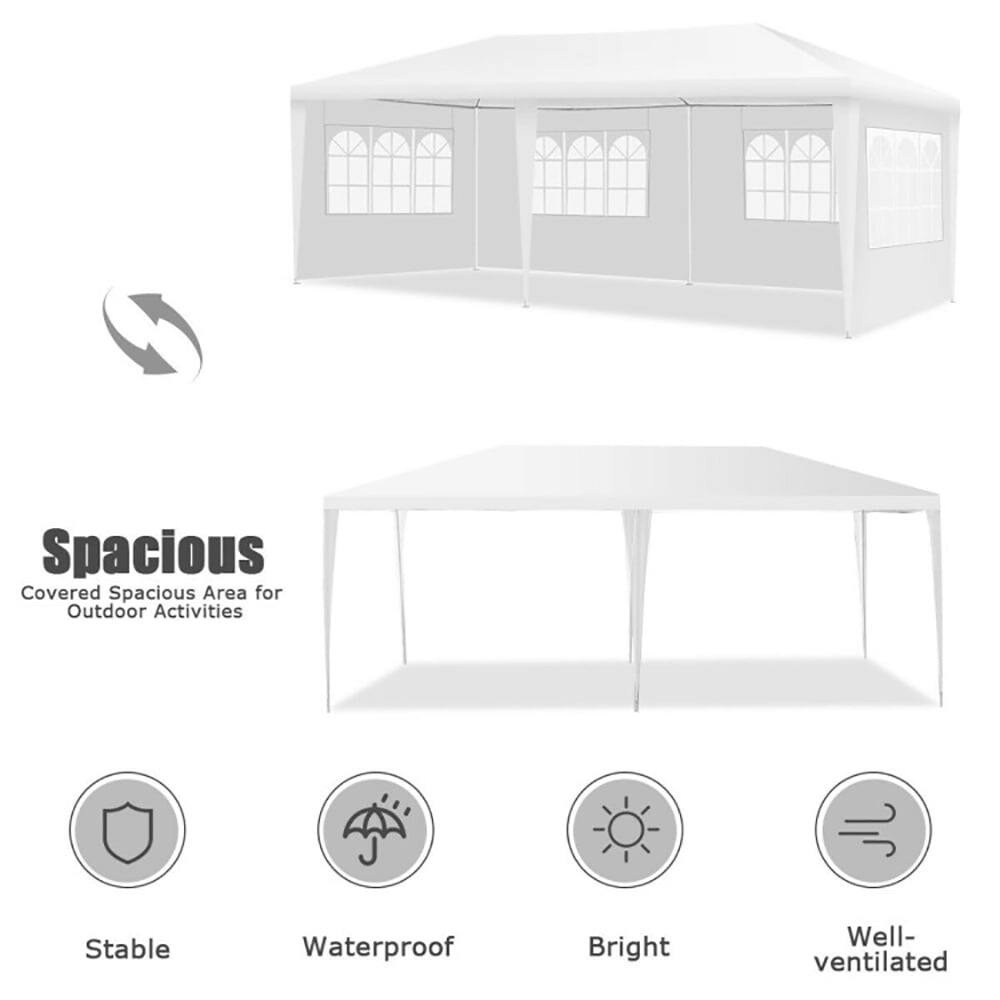 Spacious  
Covered Spacious Area for Outdoor Activities  
Stable  
Waterproof  
Bright  
Well-ventilated