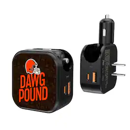 Keyscaper - Black Cleveland Browns 2-In-1 USB A/C Charger - Black