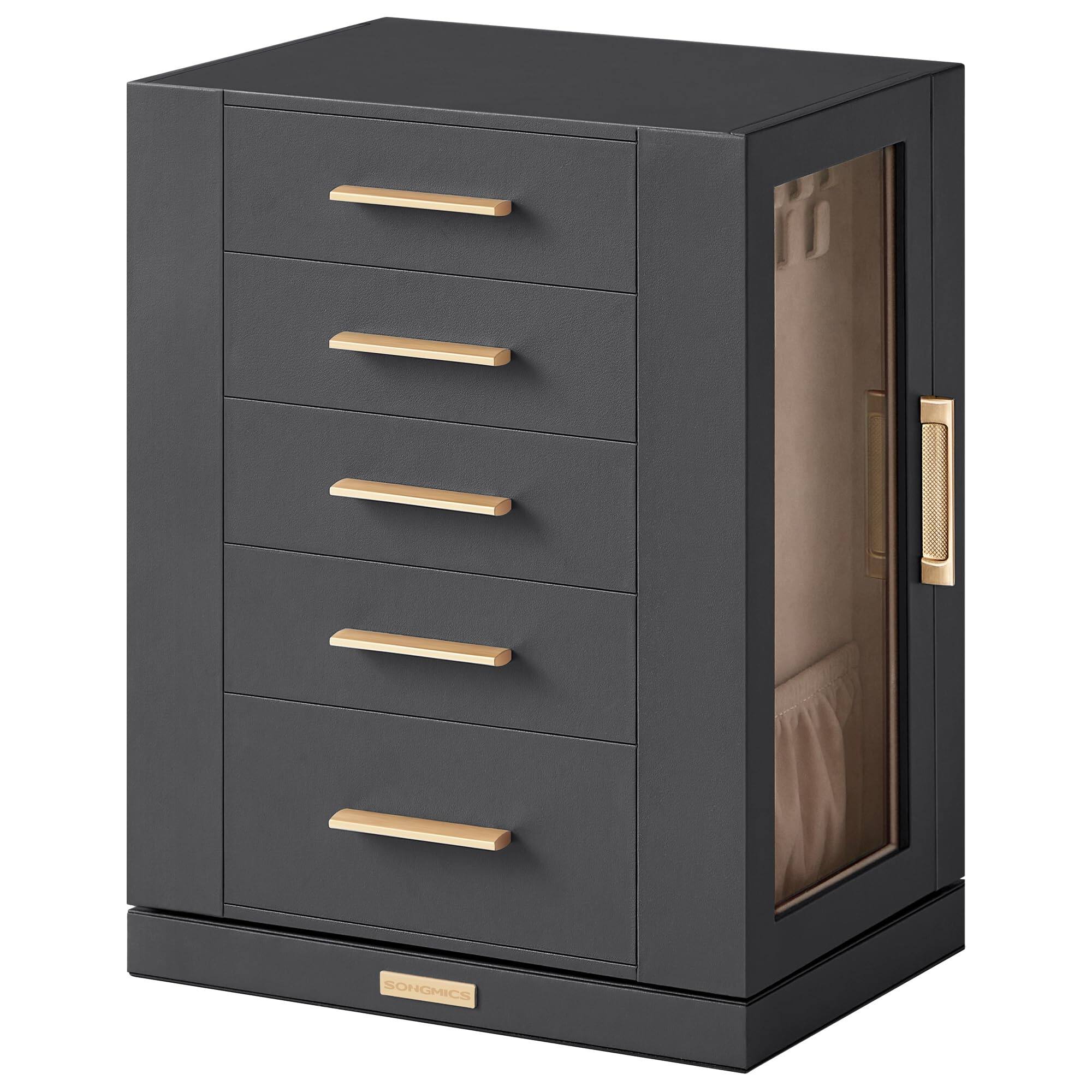 Angle. Songmics Home - Jewelry Box 360 Rotating – Slate Gray - Gray.