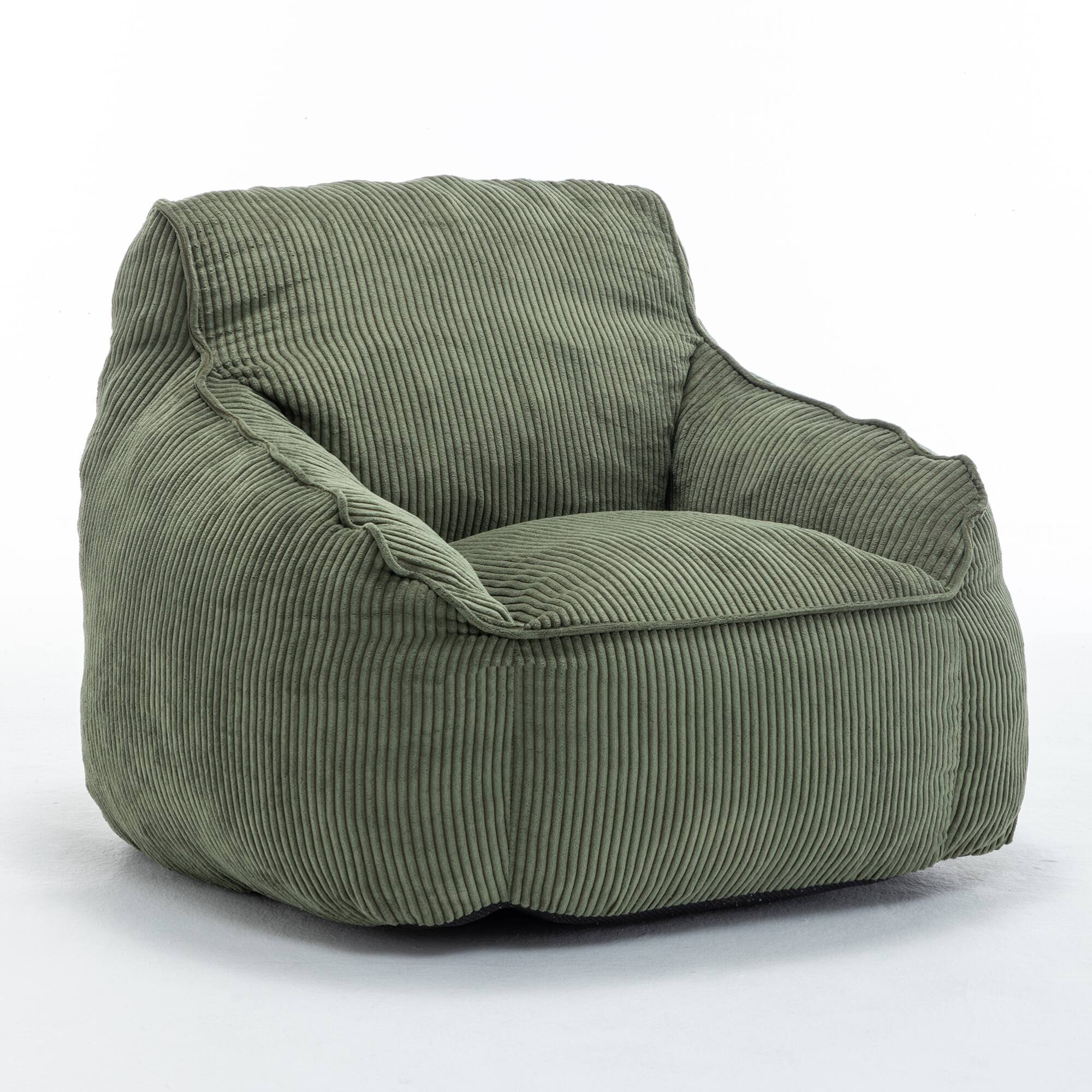 Alt View 10. GOODSILO - Large Corduroy Bean Bag Sofa Chair with Armrests and Included Filler for Living Room and Bedroom - Green.
