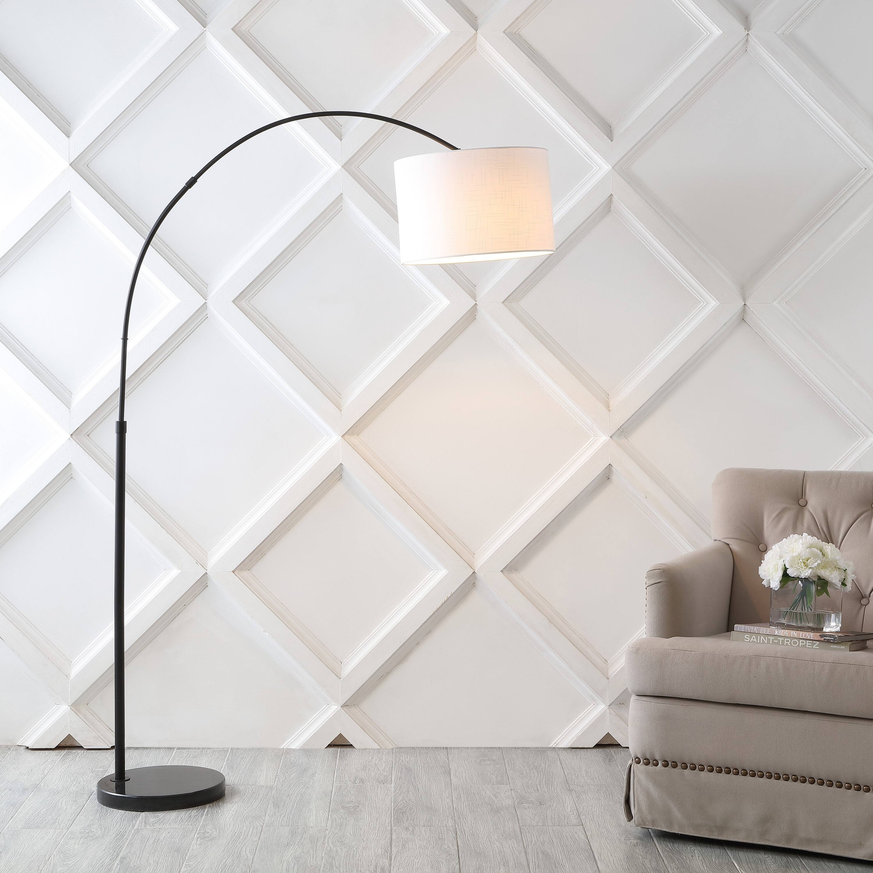 Alt View 1. Jonathan Y - Collier 70" Industrial Vintage Head-and-Height-Adjustable Iron LED Arc Floor Lamp with Smart Bulb, Black - Black.
