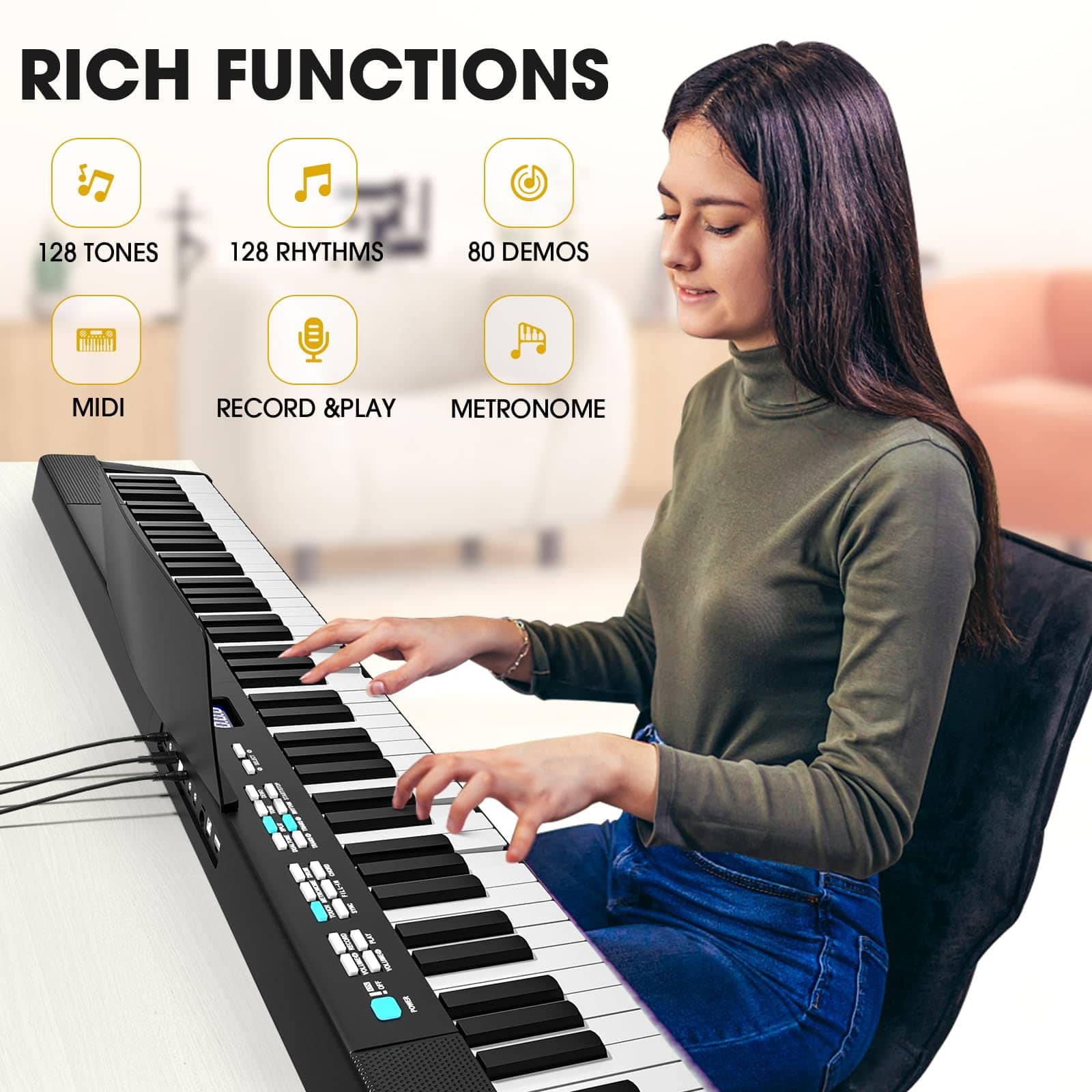 Sugift 88 Keys Folding Piano Keyboard for Beginner Portable