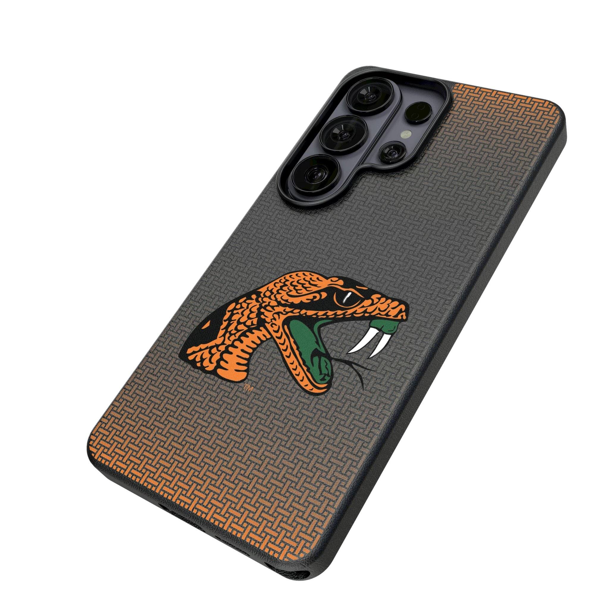 Alt View 1. Keyscaper - Florida A&M Rattlers Linen Galaxy Magnetic Bump Case - S25 Ultra - Black.