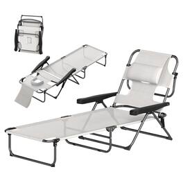 Resenkos - Premium Foldable Recliner Chair, Comfortable Lounge Seat With Backrest, Ideal - Cream White