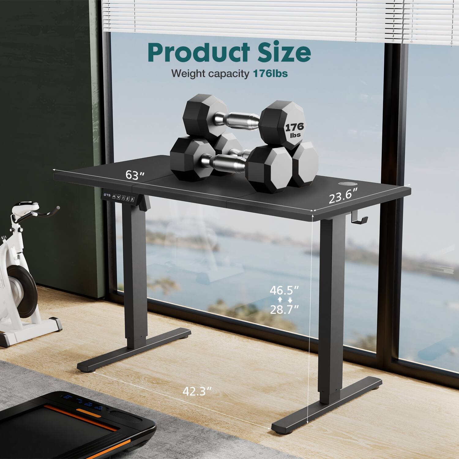 Product Size: Weight capacity: 176 lbs.
176 lbs. 15 63" Y 1 2 2 23.6" 46.5" 28.7" 42.3"
