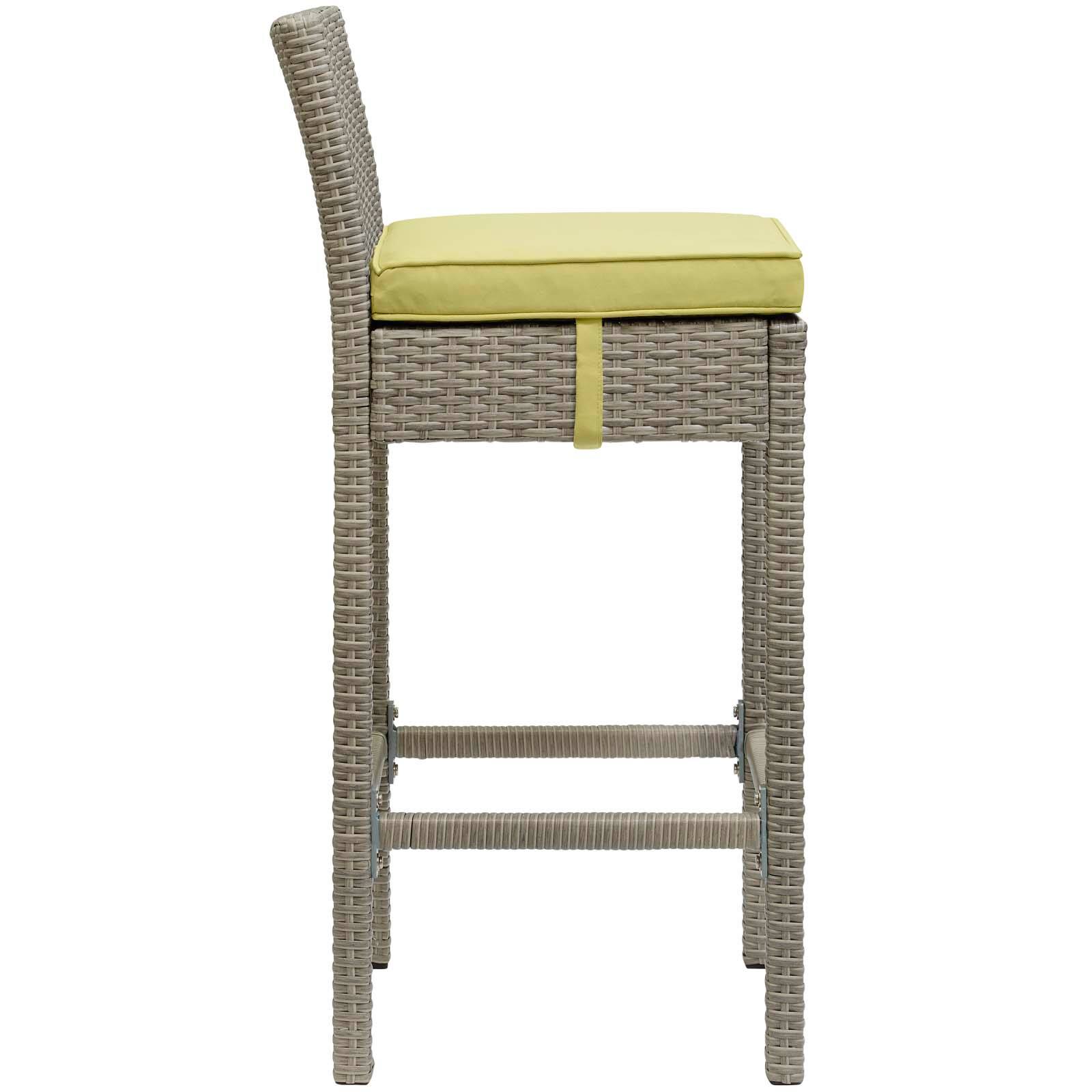 Angle. Modway - Conduit Outdoor Patio Wicker Rattan Bar Stool by Modway - Light Gray Peridot.
