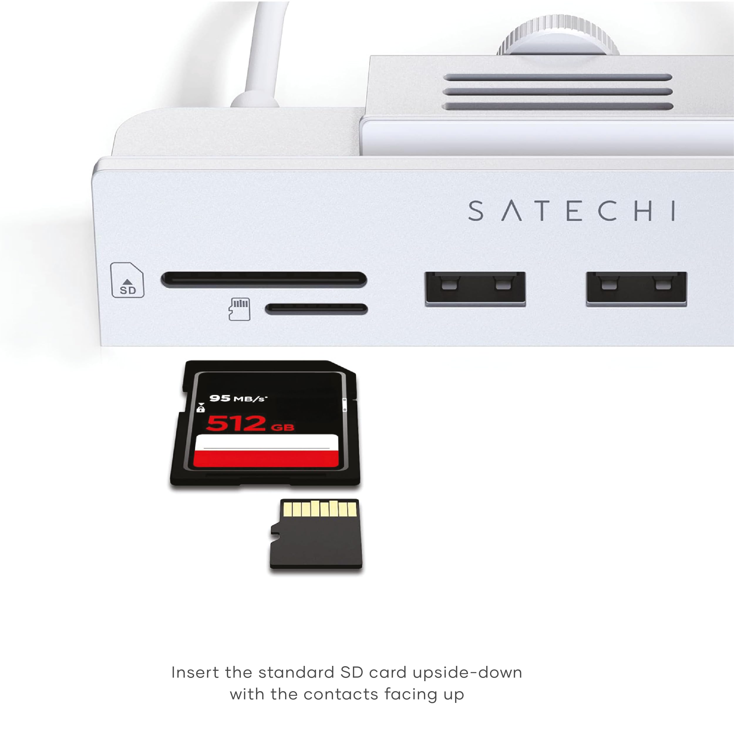 SATECHI SD 95 MB/s 512 GB

Insert the standard SD card upside-down with the contacts facing up