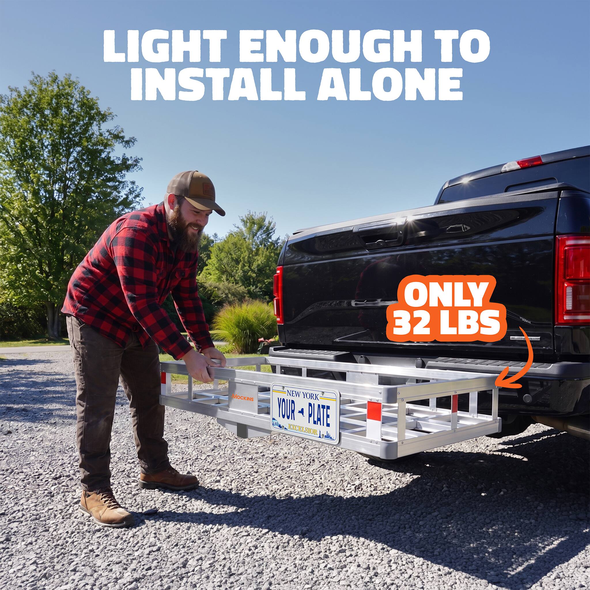 LIGHT ENOUGH TO INSTALL ALONE  
ONLY 32 LBS  
CHOCKING - MOCKINS NEW YORK YOUR PLATE EXCELSIOR