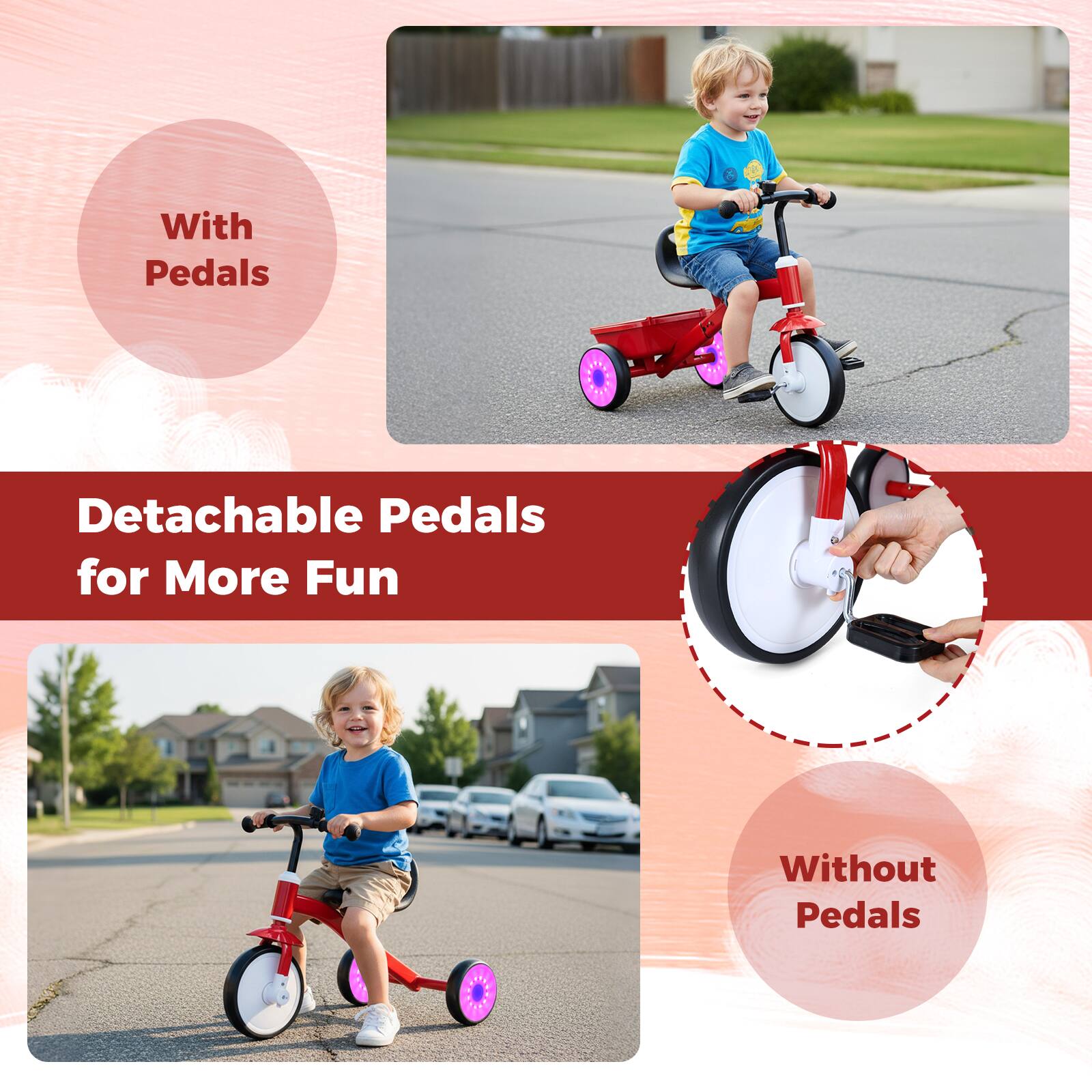 With Pedals

Detachable Pedals for More Fun

Without Pedals