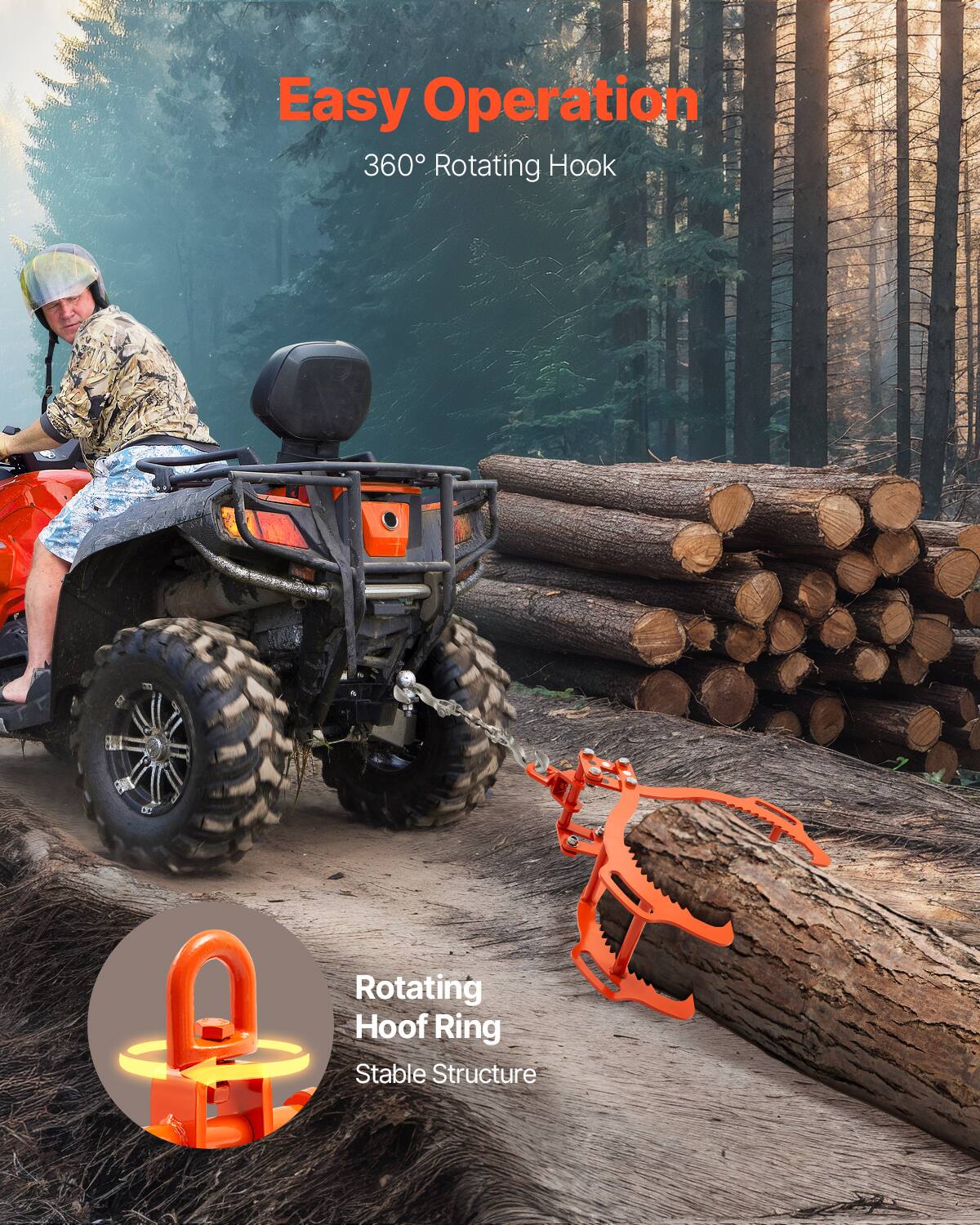 Easy Operation  
360° Rotating Hook  
Rotating Hoof Ring  
Stable Structure