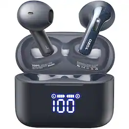 TOZO - T21 Wireless Earbuds Bluetooth Headphone, 44H, Stereo Bass, DNS Call Noise Cancellation, APP 32EQ, IPX8, Wireless Charge - Blue