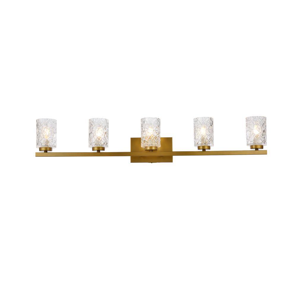 Alt View 2. Living District - Cassie 5 lights bath sconce in brass with clear shade - Brass And Clear Shade.