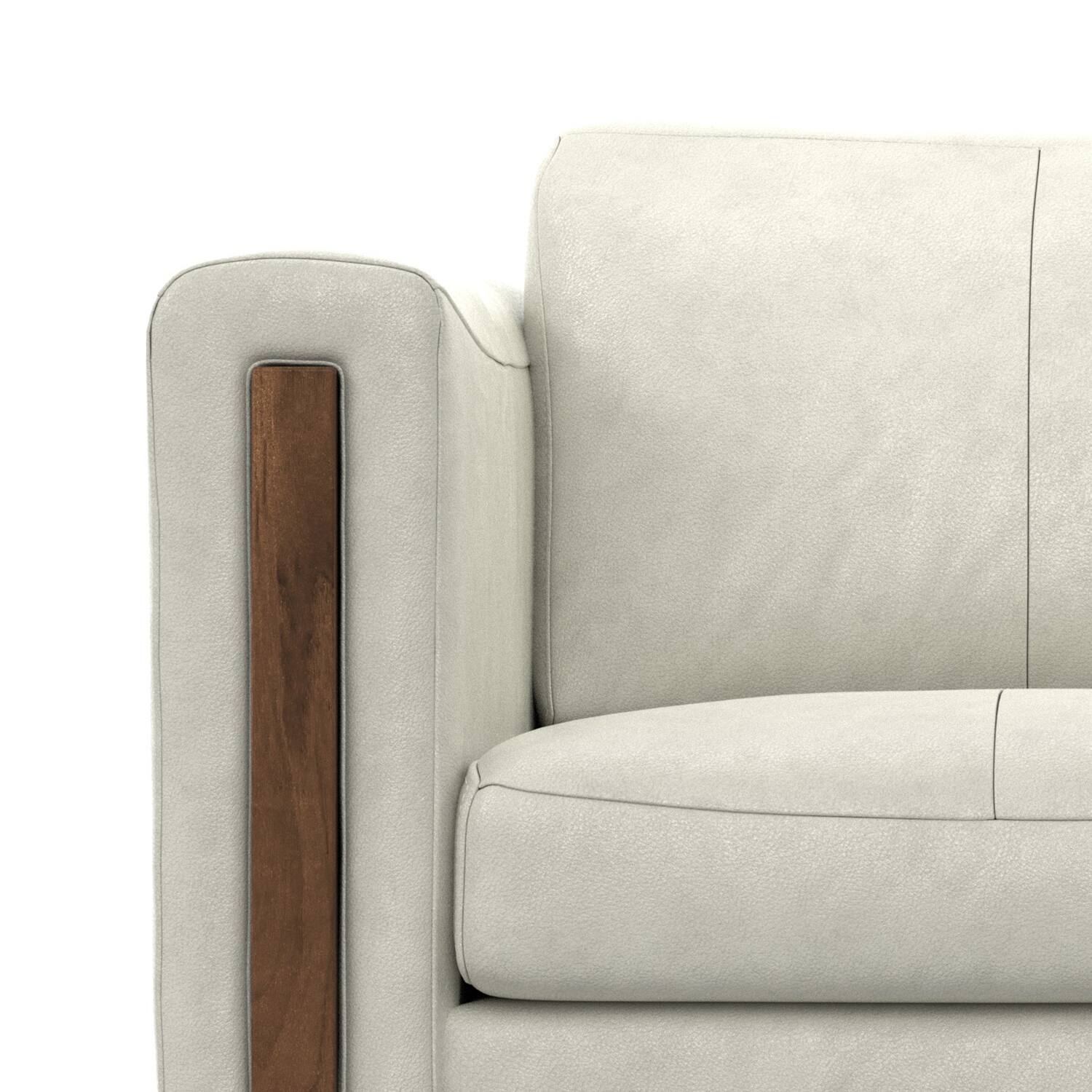 Alt View 7. Simpli Home - Richard Modern Contemporary 62 inch Wide Sofa in Light Smoke Grey Genuine Leather - Light Smoke Grey.