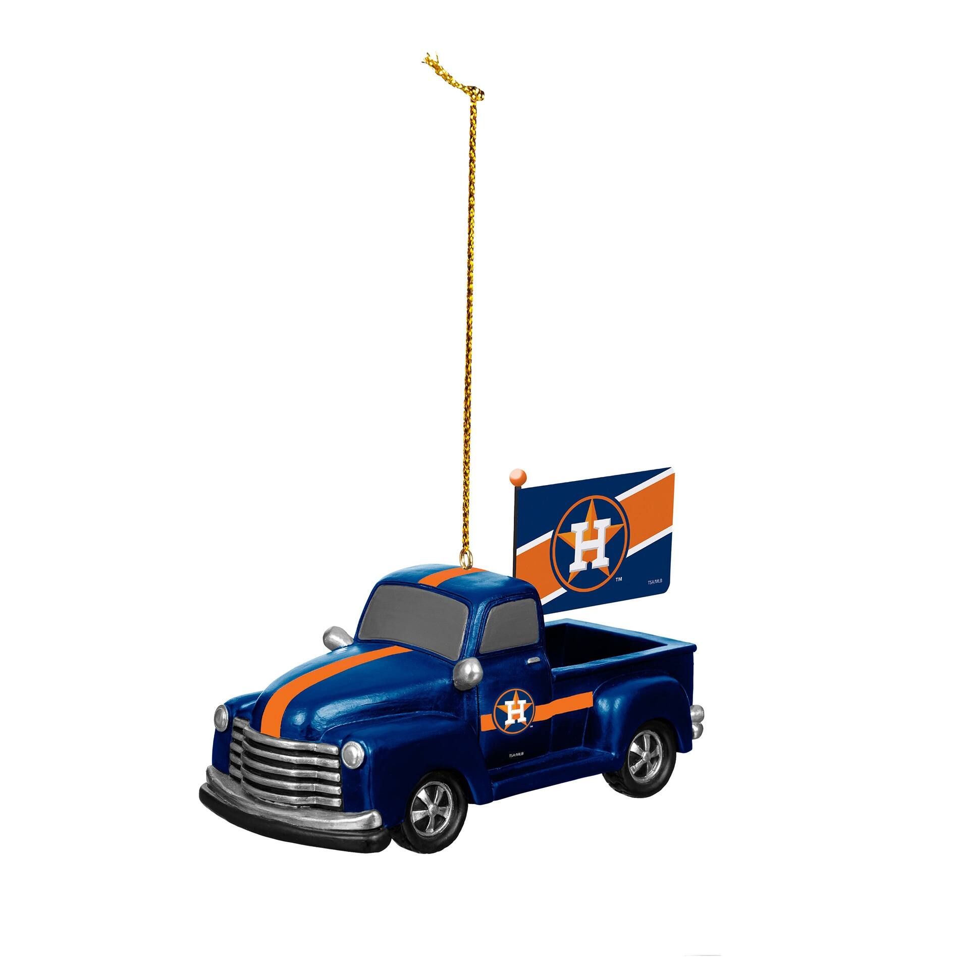 Front. Evergreen Enterprises - Houston Astros 3" Rally Truck Two-Piece Ornament Set - Multicolor.