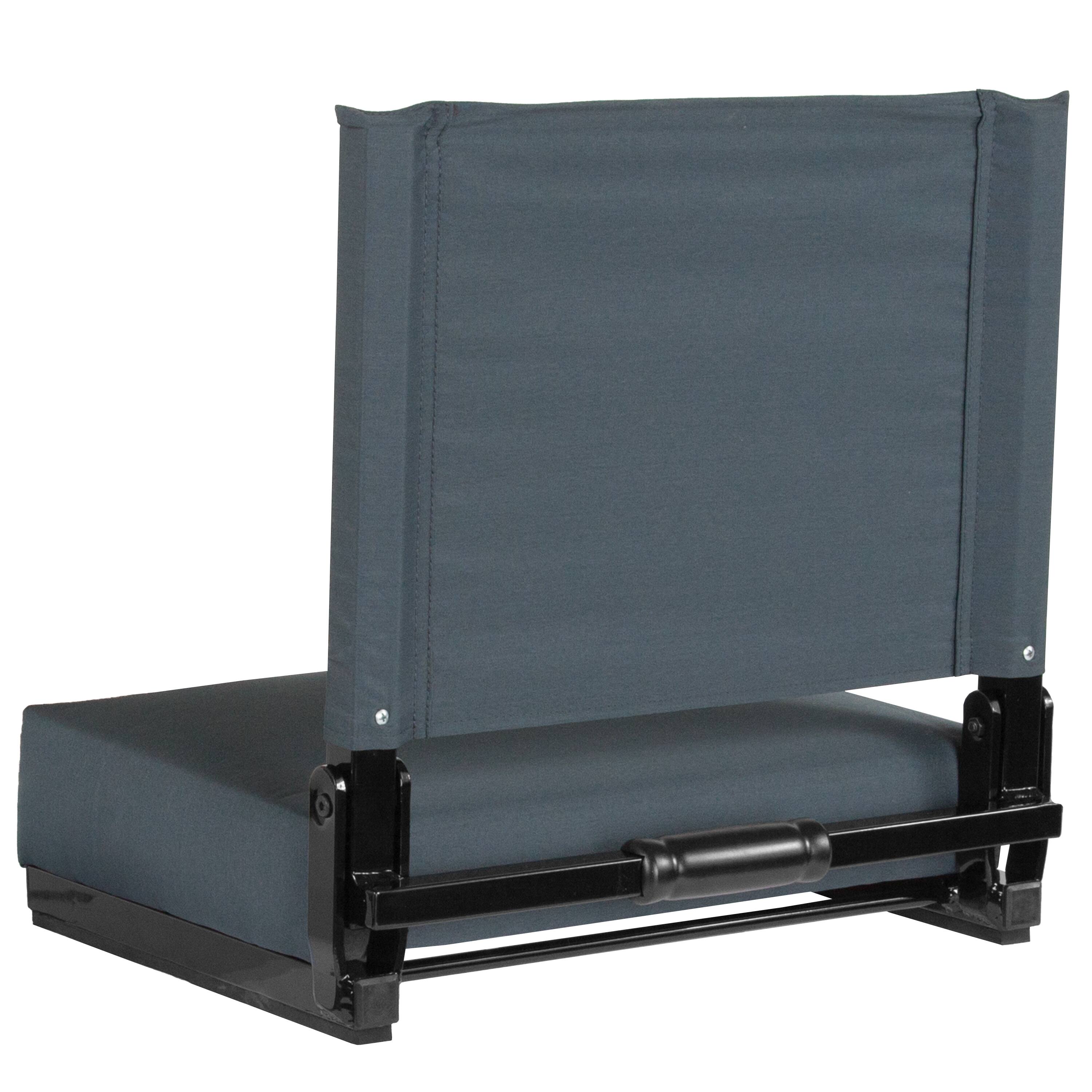 Alt View 5. Emma + Oliver - Set of 2 500 lb. Rated Lightweight Stadium Chair with Ultra-Padded Seat - Dark Blue.