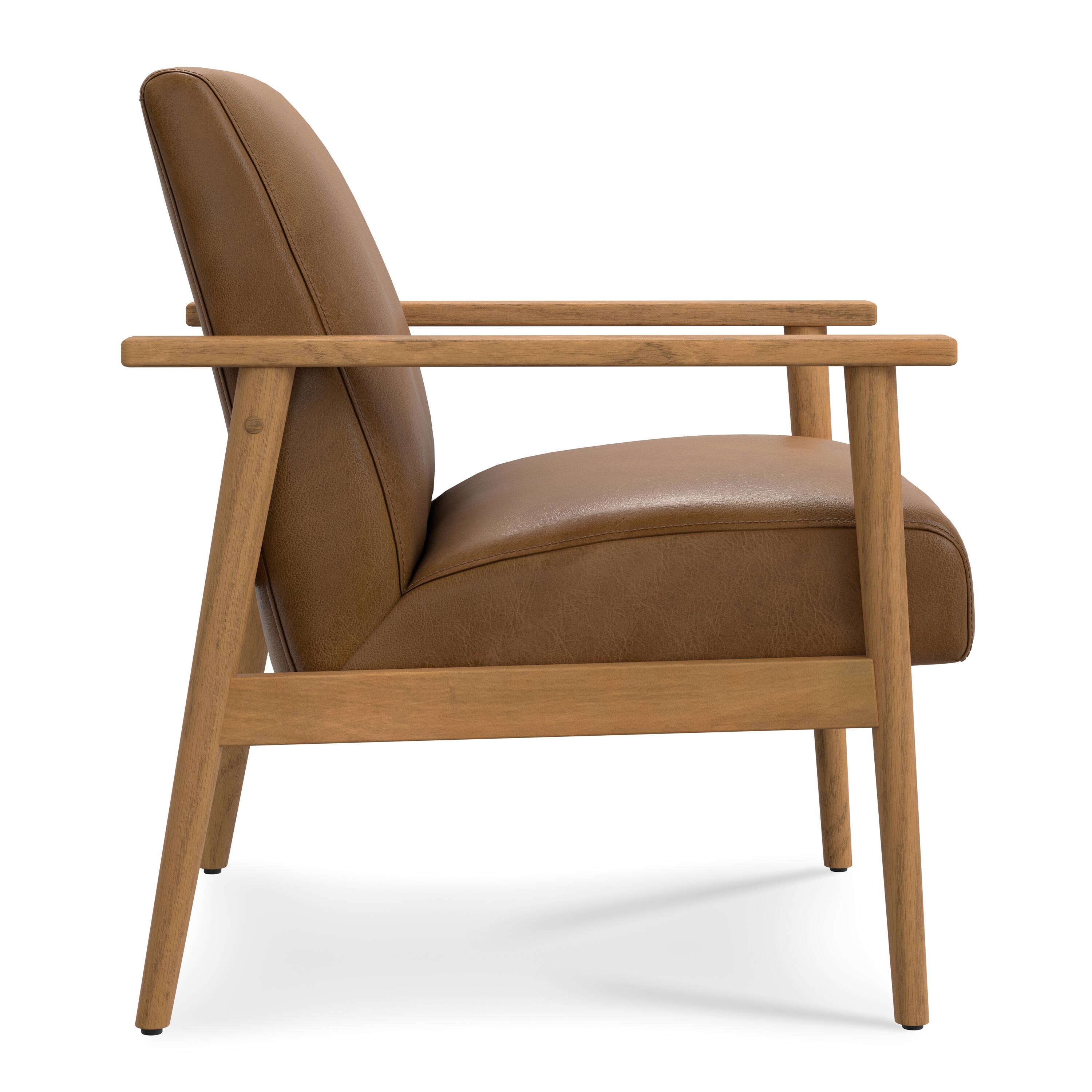 Back. Simpli Home - Paloma 22 inch Wide Contemporary Accent Chair in Caramel Brown Genuine Leather - Caramel Brown.