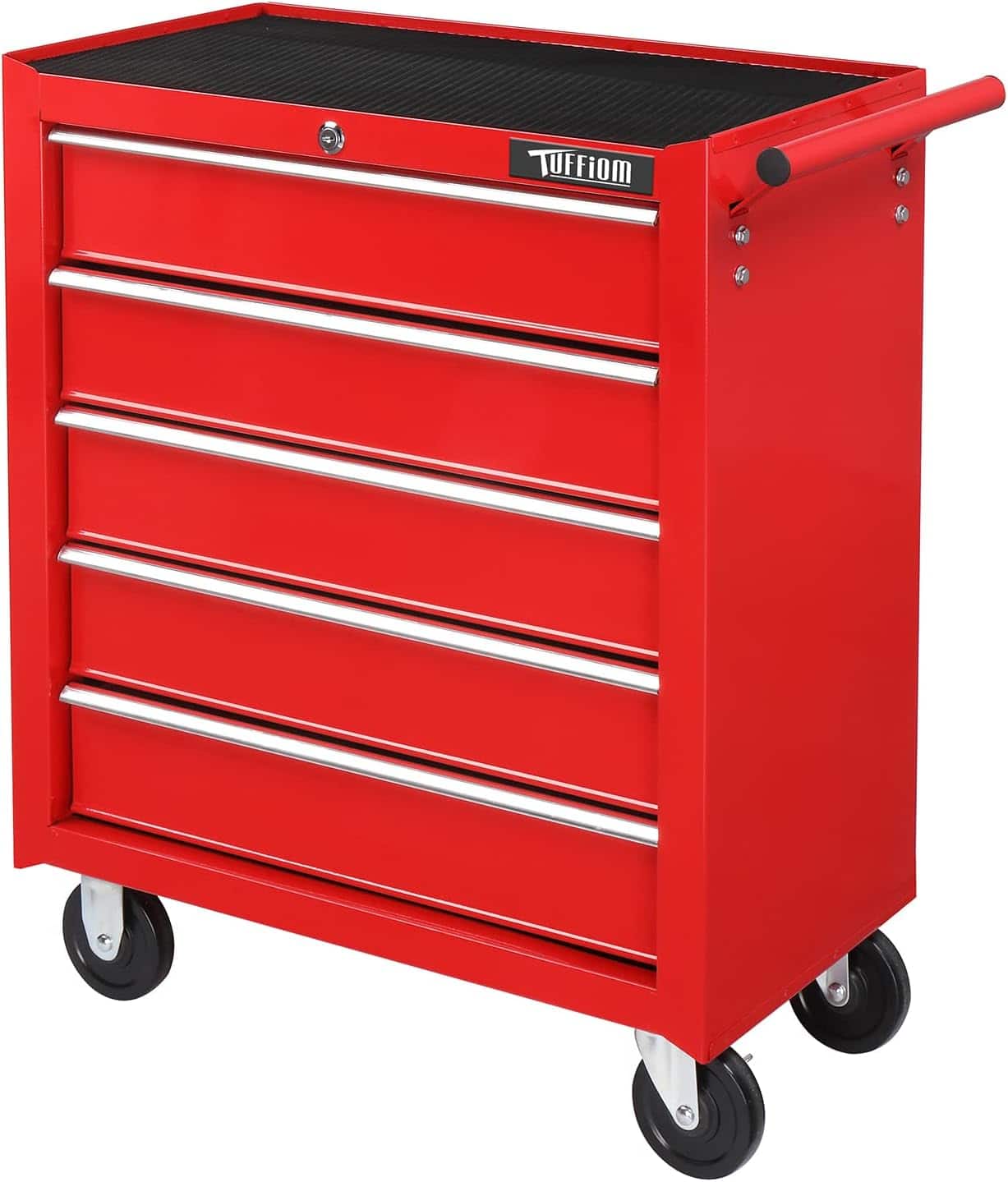 Winado - Lockable 5-Drawer Rolling Tool Chest Tool Organizer Box with Wheels for Garage - Red