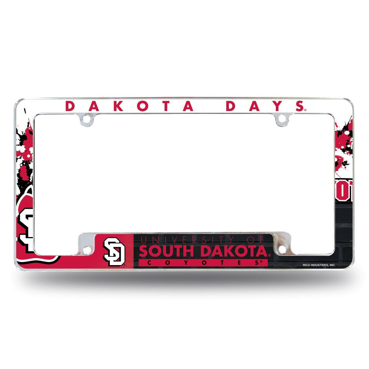 University of South Dakota Coyotes (Dakota Days) Chrome Metal License Plate Frame with Bold Full Frame Design