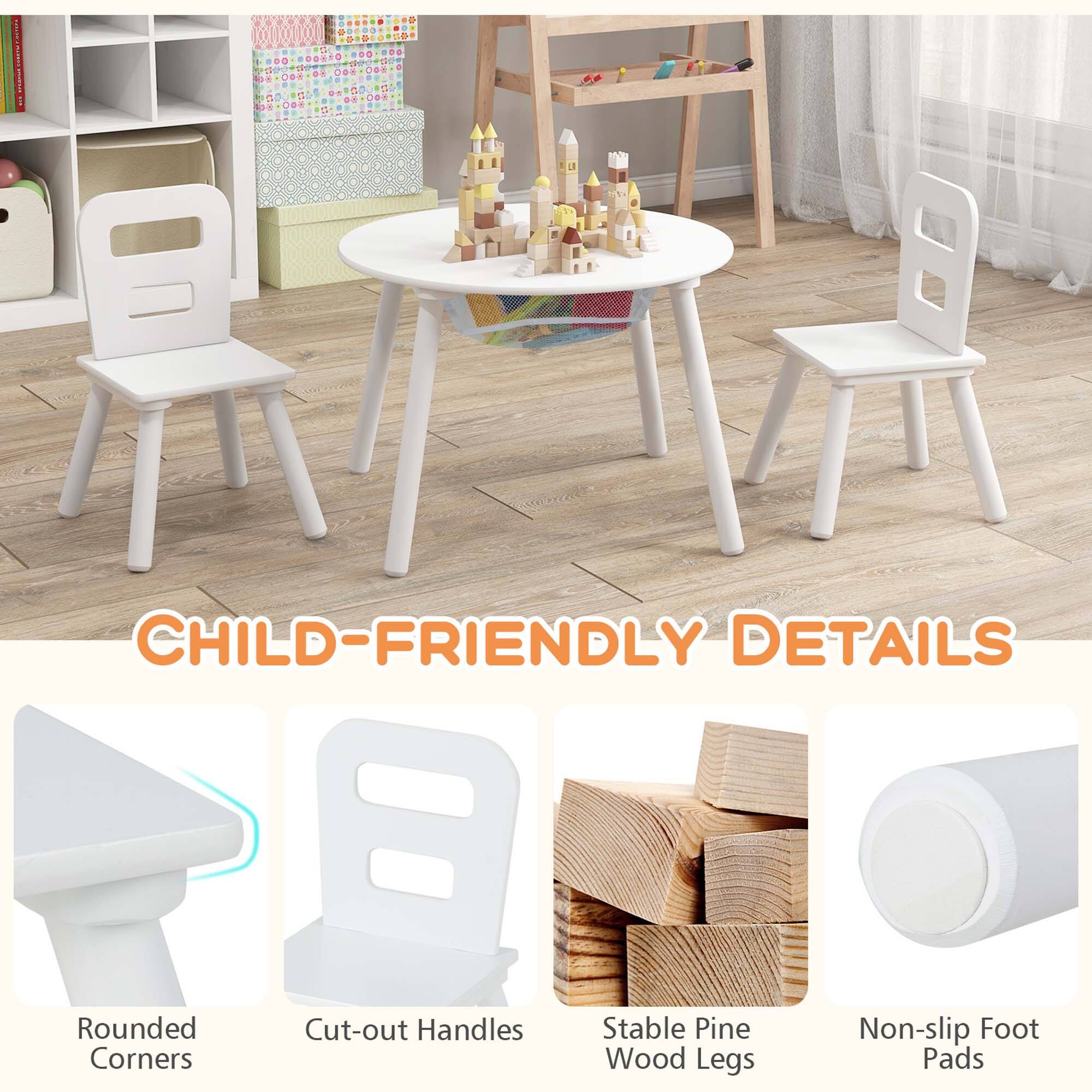 CHILD-FRIENDLY DETAILS

- Rounded Corners
- Cut-out Handles
- Stable Pine Wood Legs
- Non-slip Foot Pads