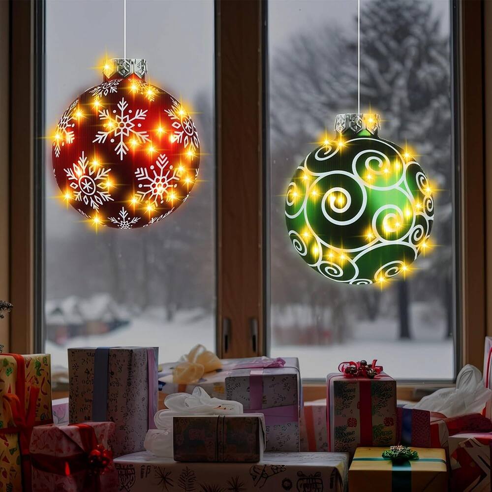 Front. RTMB - 5-Pack 12" Christmas Window Light Balls, USB, 8 Modes, Remote-Controlled - Multicolor.