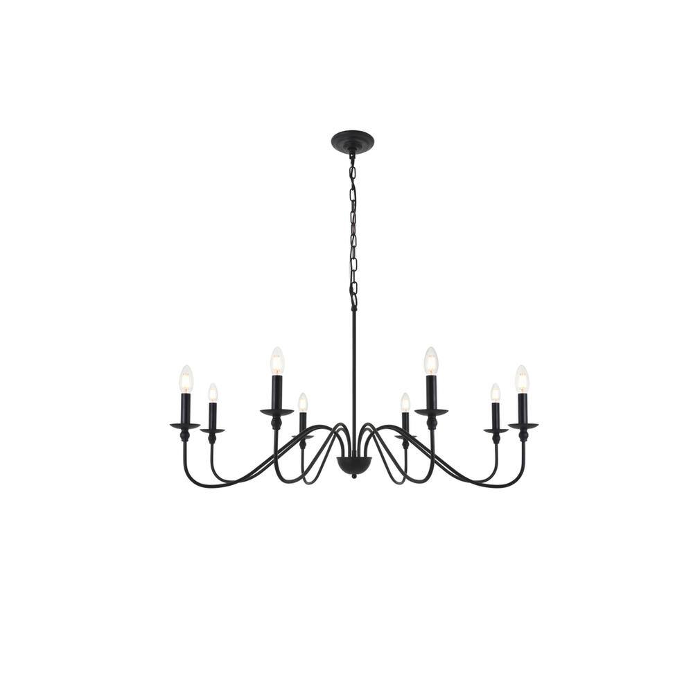 Alt View 9. Living District - Rohan 8 light Matte Black Pendant - Matte Black.