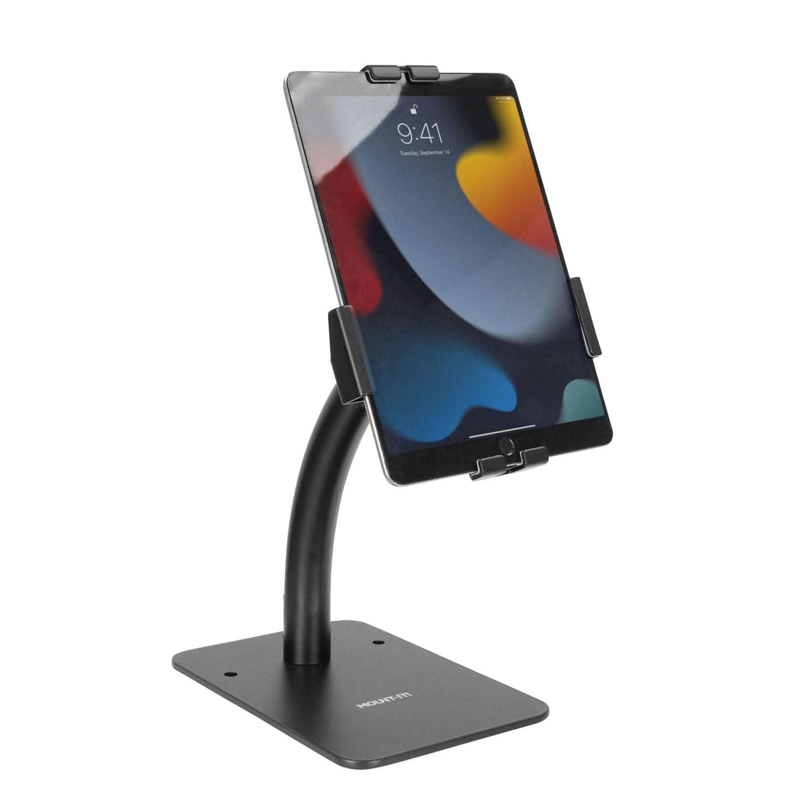 Mount-It! - Anti‑Theft Tablet Countertop Kiosk Stand with Tilt, 360° Rotation & Bolt‑Down Base for 7.9″–11″ Tablets - Black