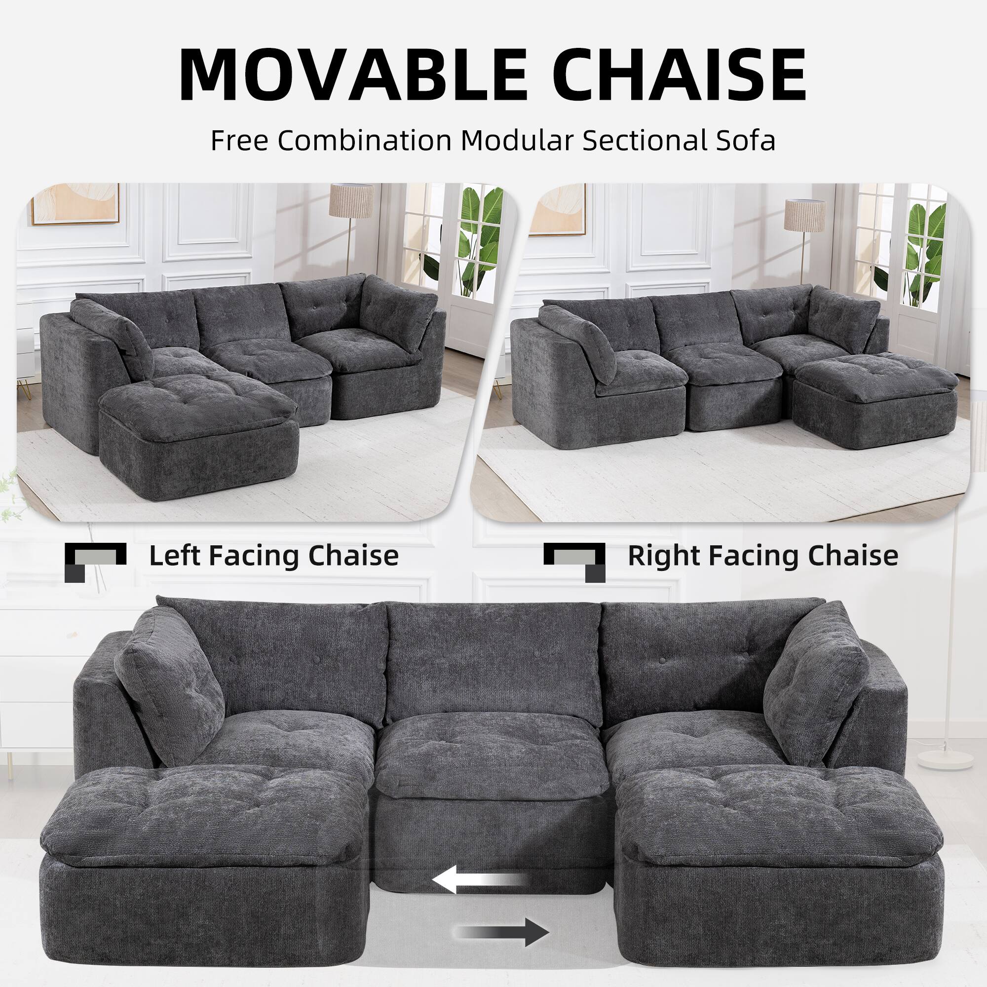 MOVABLE CHAISE  
Free Combination Modular Sectional Sofa  

Left Facing Chaise  
Right Facing Chaise