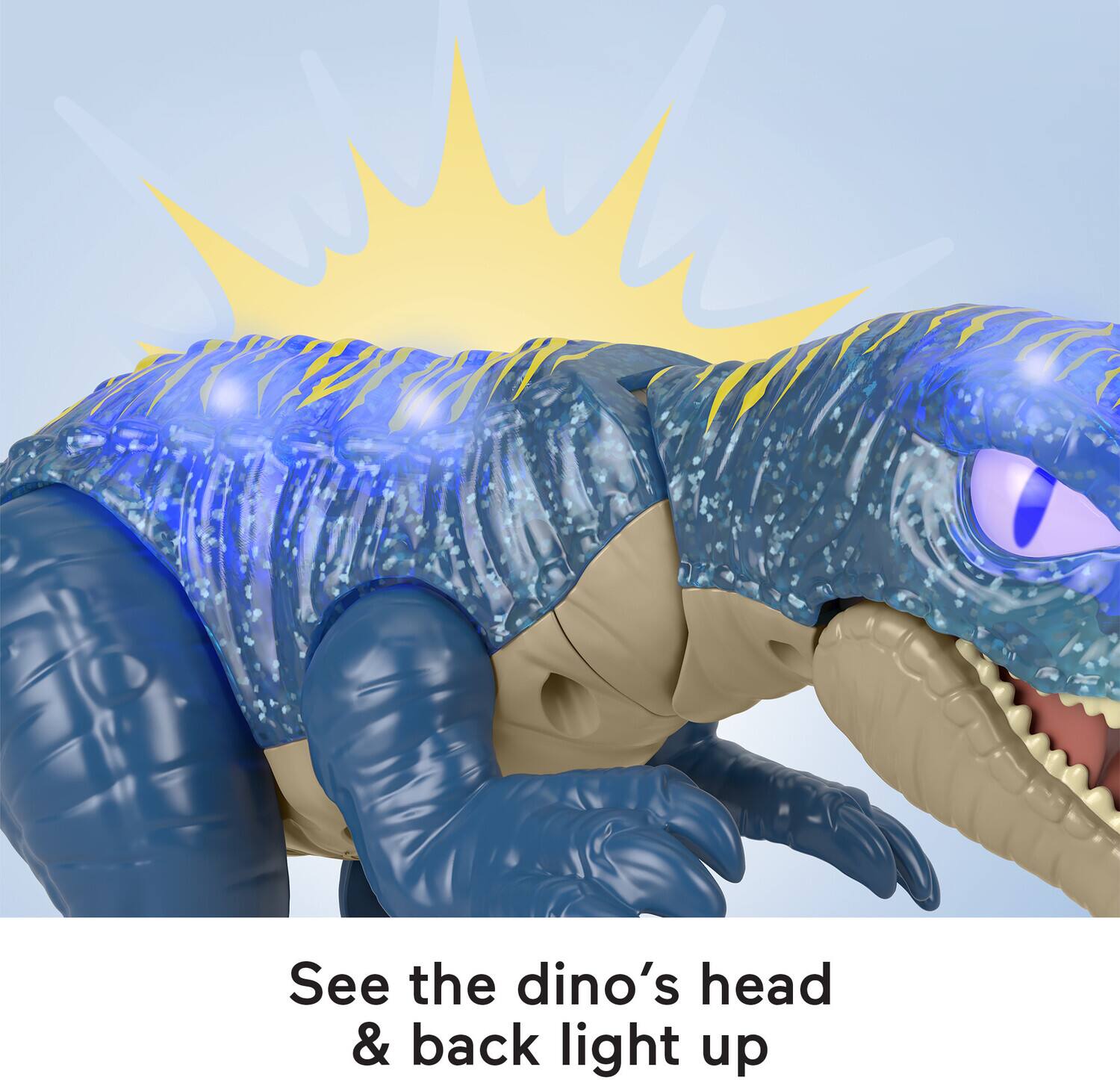 See the dino's head & back light up