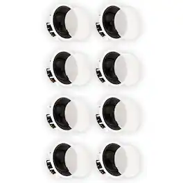 Theater Solutions by Goldwood - TSS8A Flush Mount Angled Deluxe In Ceiling Speakers with 8" Woofers 8 Speaker Set - Paintable White