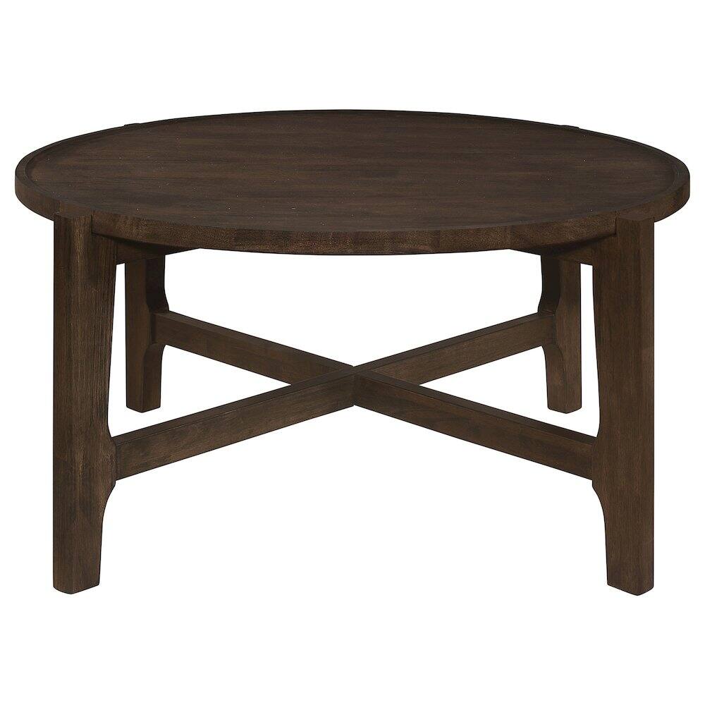 Alt View 2. Coaster Co. of America - Cota Round Solid Wood Coffee Table Dark Brown - Brown.