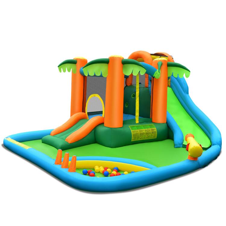 Front. SlickBlue - Outdoor Inflatable Water Slide Park with Upgraded Handrail, No Blower - Multicolor.