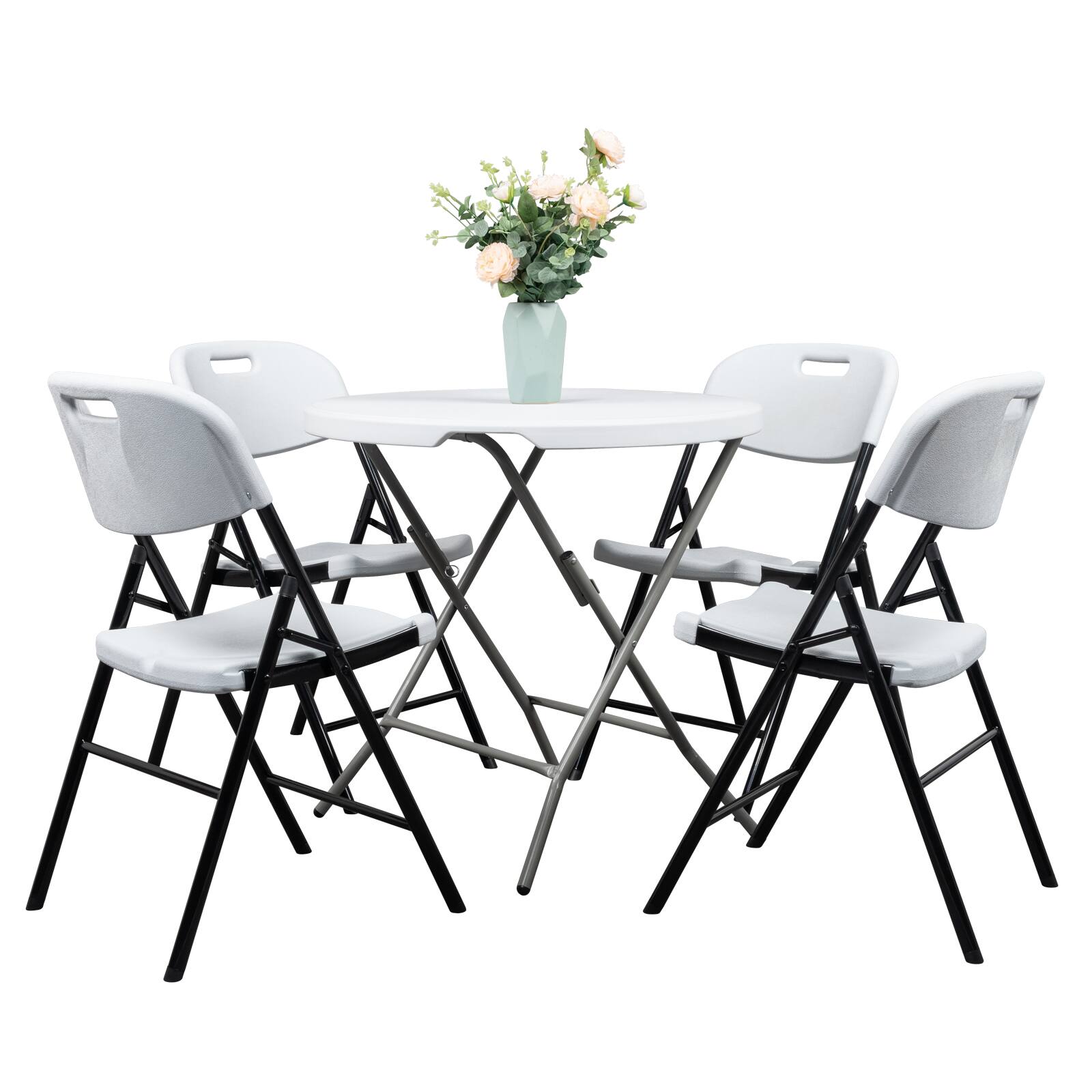 Alt View 1. Winado - 4 PCS Commercial Contoured In/Outdoor Portable Plastic Folding Chairs Steel Frame - White.