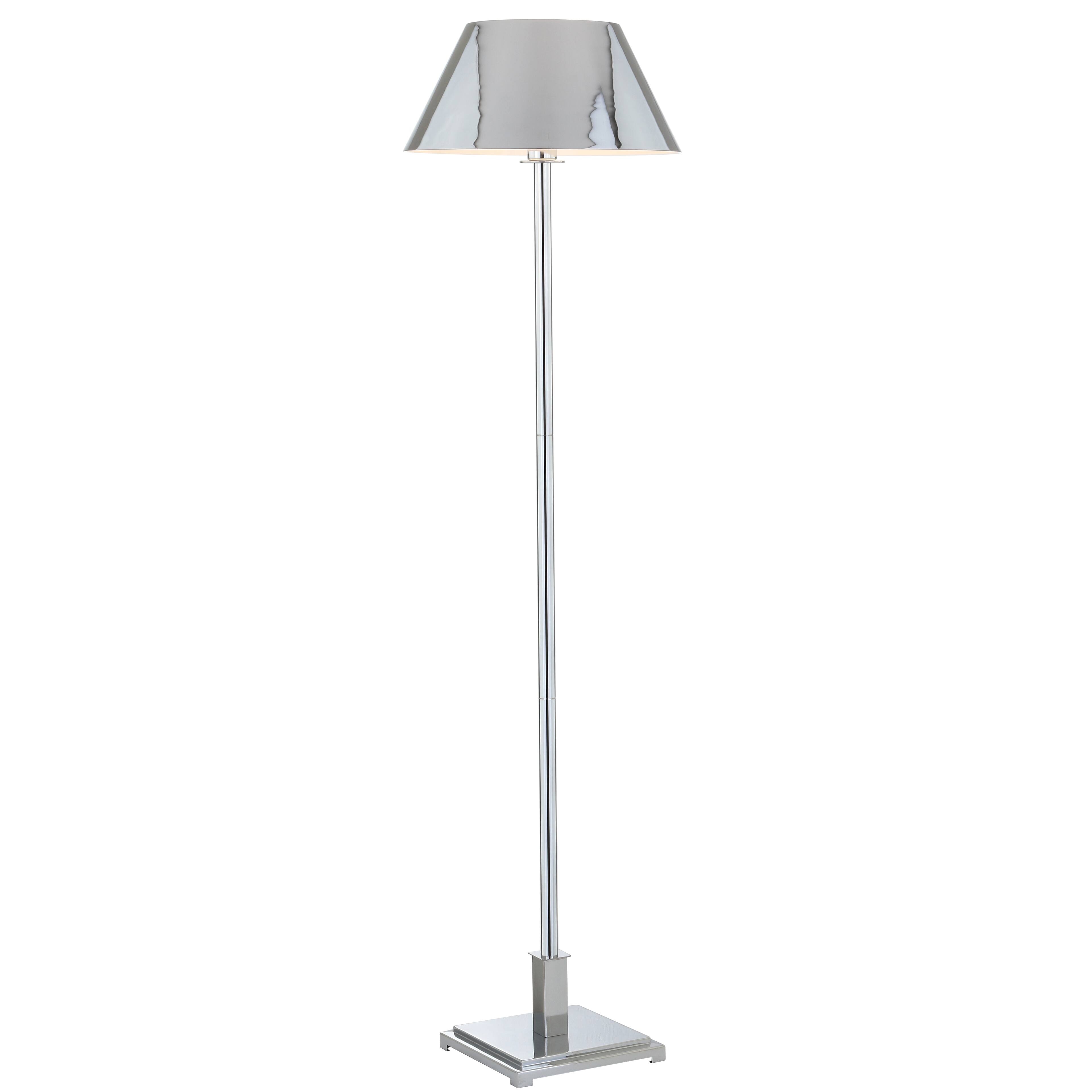 Front. Jonathan Y - Roxy 60" Metal LED Floor Lamp, Chrome - Chrome.