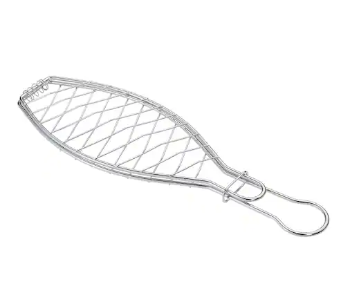 Front. Kuchenprofi - BBQ Grill Fish Basket, Large - Silver.