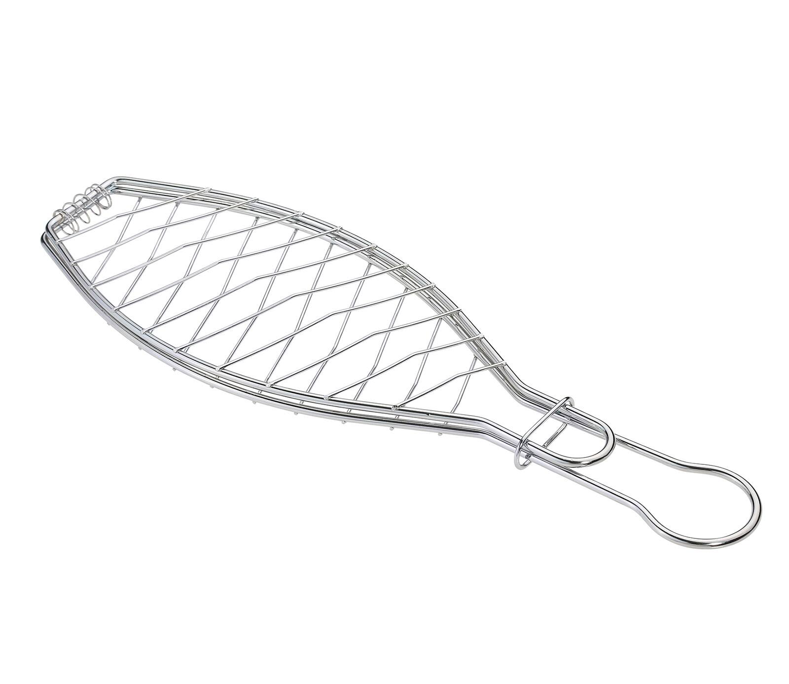 Front. Kuchenprofi - BBQ Grill Fish Basket, Large - Silver.