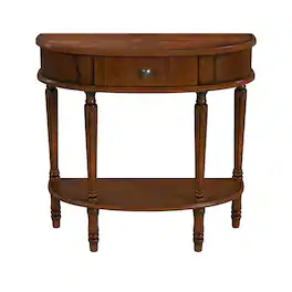 Butler Specialty - Mozart 31.5 in. W Demilune Wood 1 Drawer Console Table with Open Lower Shelf - Medium Brown