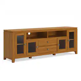 Simpli Home - Cosmopolitan SOLID WOOD 72 inch Wide TV Media Stand For TVs up to 80 inches - Light Golden Brown
