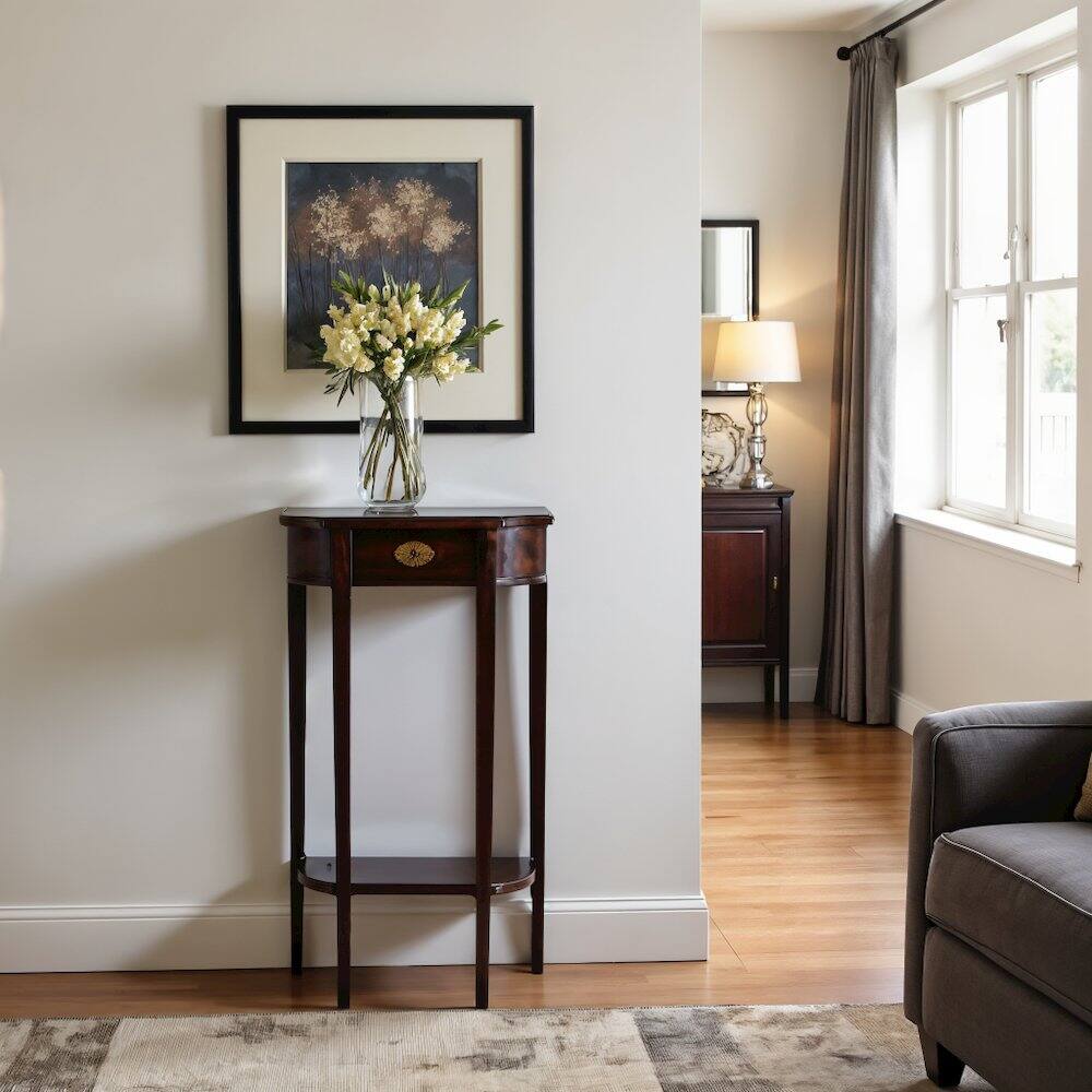 Back. Starlight Canyon Home - Elegant Narrow Entryway Table in Dark Brown for Living Room and Hall - Dark Brown.