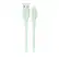 The image features a white background with two green cords, one of which is an Apple iPhone charger. The cords are connected to a device, and the charger is plugged into the device. The cords are made of a light green material, and they are both of the same length. The charger is designed to charge the device, and it is compatible with the Apple iPhone.