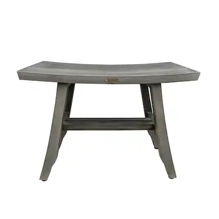 Front. CoastalVogue - CoastalVogue Satori 24" Teak Wood Shower Bench in Antique Gray Finish - Antique Gray.