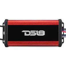 Front. DS18 Audio - NXL-N 4-Channel Class D Nano Car Amplifier with Marine Rating and Built-in Bluetooth, 4 x 100W RMS at 4 Ohm - Black/Red.