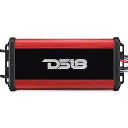 DS18 Audio - NXL-N 4-Channel Class D Nano Car Amplifier with Marine Rating and Built-in Bluetooth, 4 x 100W RMS at 4 Ohm - Black/Red