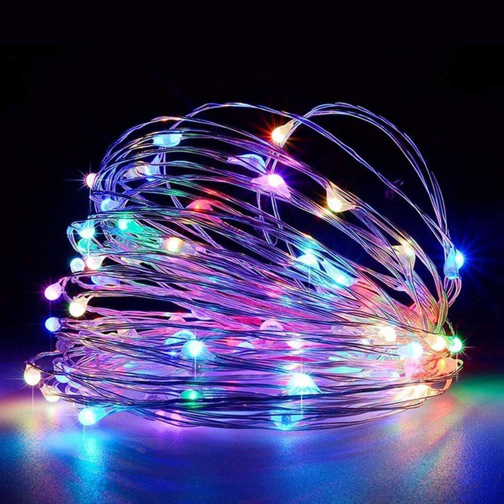 Left. PARKER SLATER - 6-Pack Multicolor Fairy String Lights, 7.2ft, 20 LED, Battery Operated.