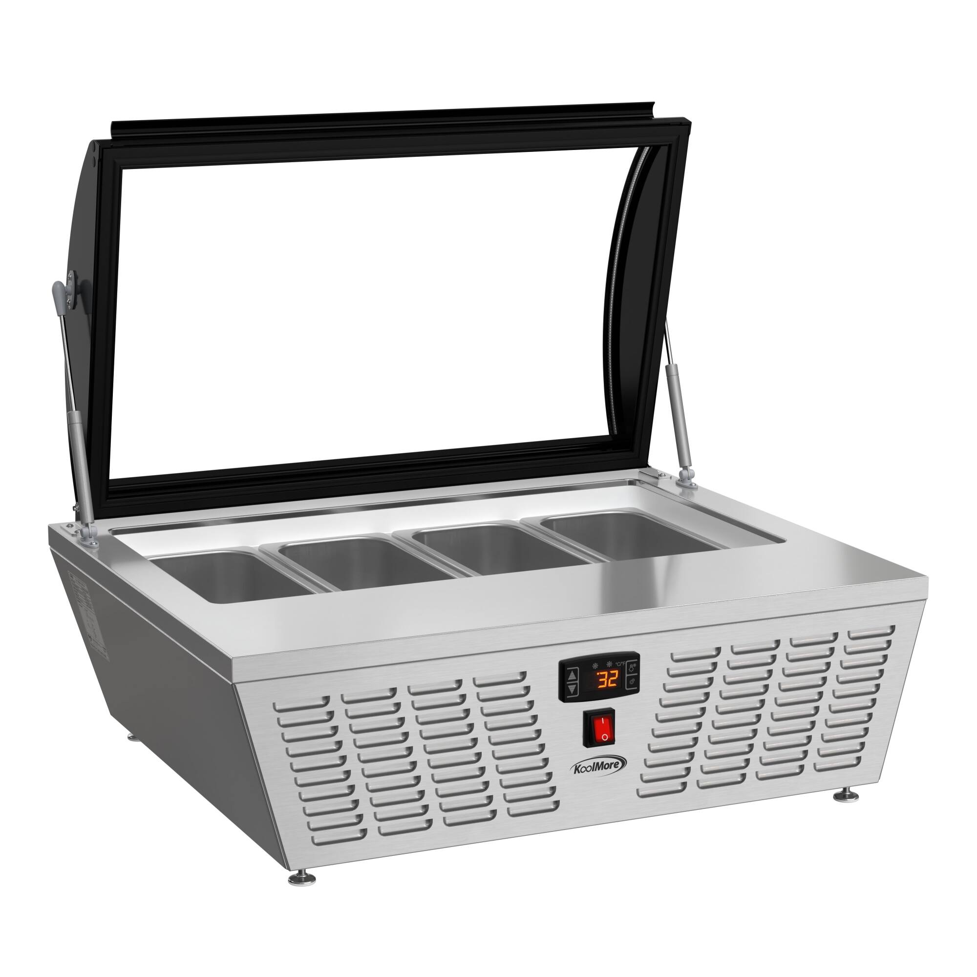 Alt View 3. Koolmore - 32 in. 4-Pan Countertop Ice Cream Display Freezer with Curved Glass Top in Stainless-Steel (KM-CGDR-4P) - Stainless-Steel and Black.