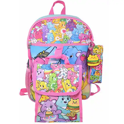 Front. Care Bears - Girls Care Bear 16" Backpack for School with Rectangular Lunch Bag, 5 Piece Set - Assorted Pre-Pack.