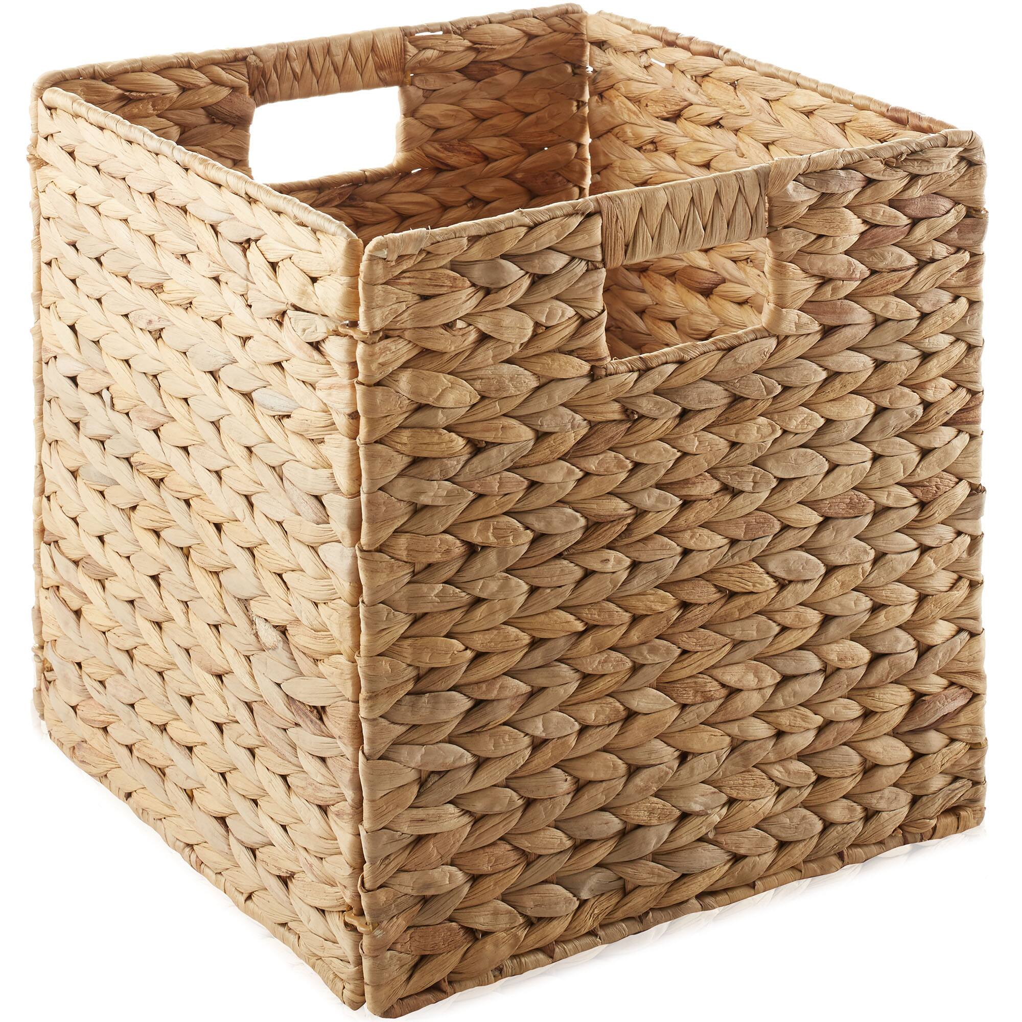Alt View 2. Casafield - 13 x 13-in Water Hyacinth Storage Baskets  - 4 Pack - Natural.