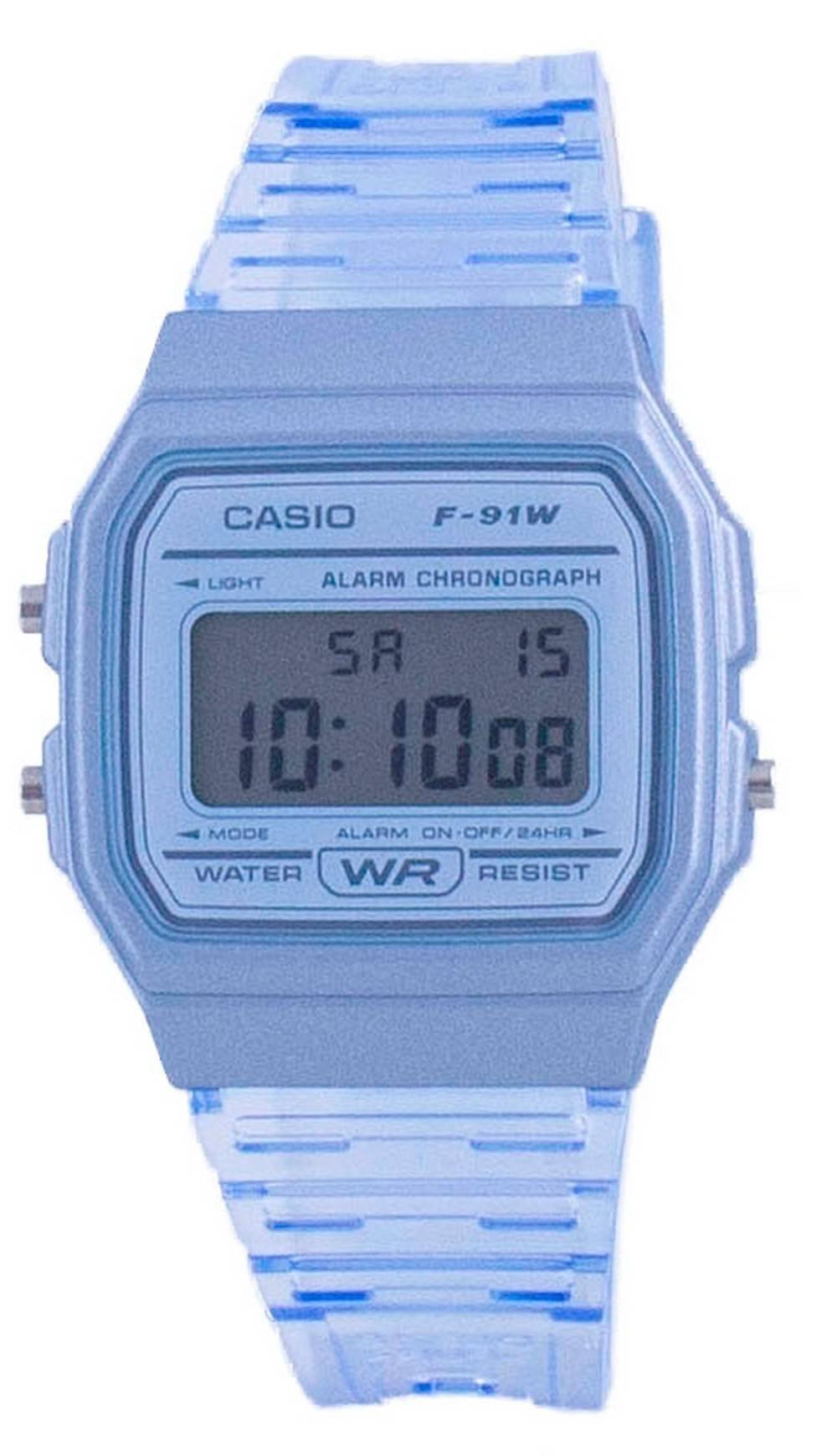CASIO F-91W LIGHT ALARM CHRONOGRAPH  
S8 15 H 108  
MODE ALARM ON/OFF/24HR  
WATER WR RESIST
